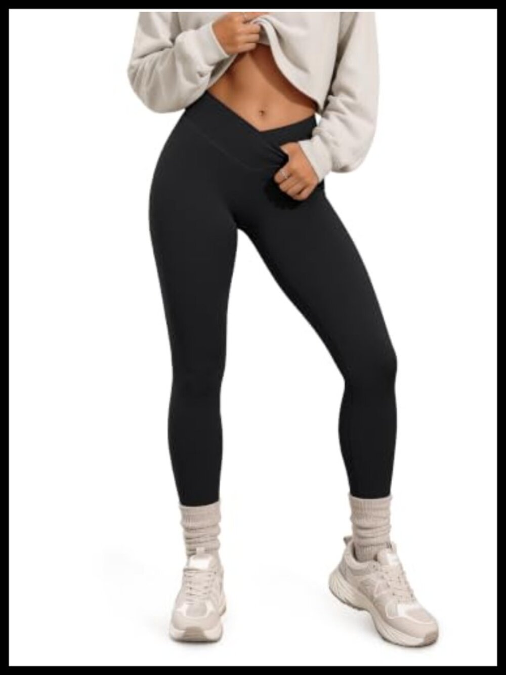 Women's Hidden Scrunch Butt Crossover Leggings 25" - No Front Seam